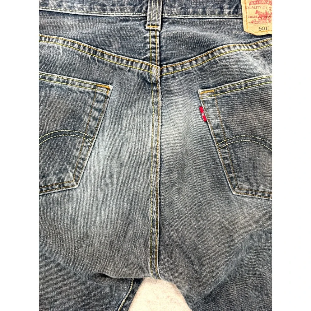 Levi's 501 Original Jeans Mens 36x32 Blue Denim Grunge Button Fly Straight Leg